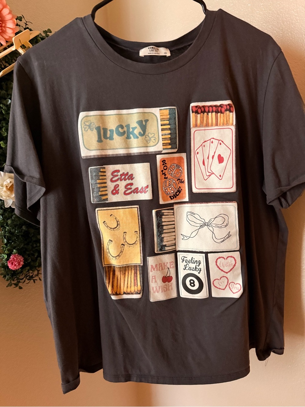 Lucky Graphic Short Sleeve Tee - Charcoal